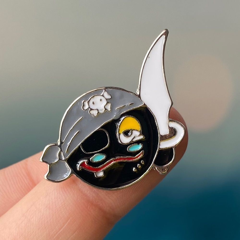 Pirate Black Emoji Enamel Pin/ Brooch Lapel